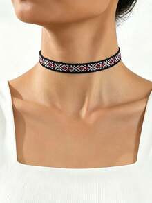 1 Set/3 Pieces Vintage Style Choker Necklace Fashion Denim Neck Ring Suitable For Women Daily, Party, Travel Wear - Neck Ring Set - View 3