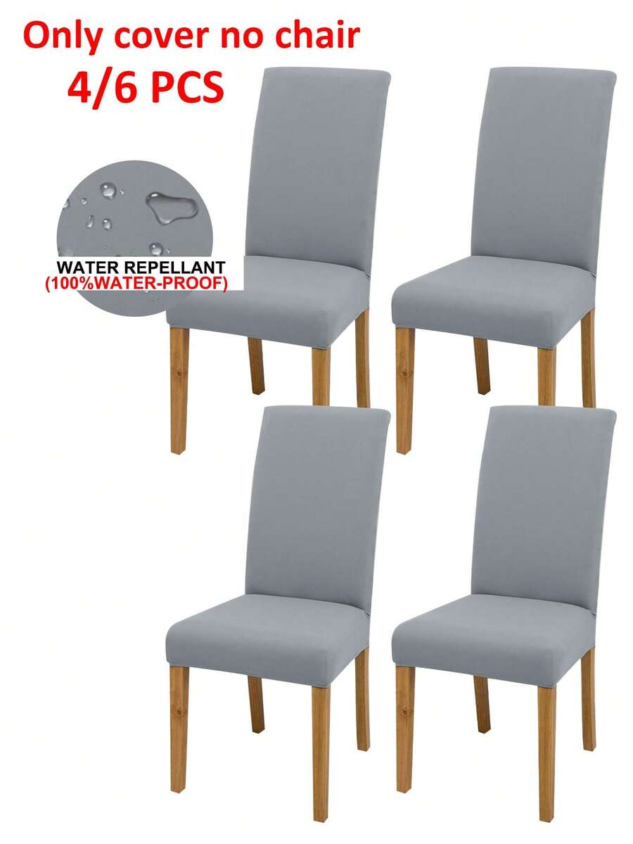 4pcs/6pcs Solid Color Splash-Resistant Chair Cover Set, Modern Polyester Stretch Dining Chair Cover, Suitable For Weddings, Restaurants, Offices, Banquets, All Seasons