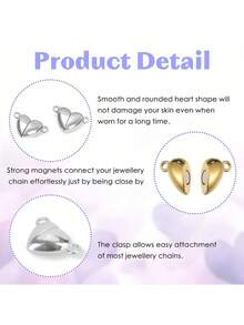 Heart-Shaped Magnetic Clasp, Used For Jewelry Gold And Silver Bracelet Clasp, Magnetic Easy-Release Converter Clasp, DIY Jewelry Making Accessories - Multicolor - View 5