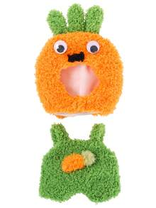 17cm Compatible With 1st, 2nd, 3rd Generation Forlabubu Doll Carrot Theme Outfit Set, Orange & Green Plush Design, Fun Dress-Up Costume, Children's Birthday Gift (Doll Not Included) - Multicolor - View 6
