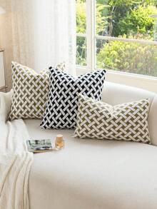 1pc Bohemian Style Pillowcase, Geometric Pattern Throw Pillow Cover For Living Room Sofa Bedroom Decoration - Black - View 9