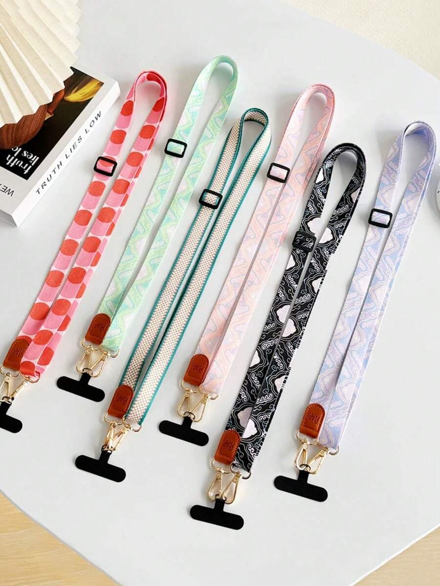 1pc Fabric Embroidered Phone Lanyard Crossbody Strap With Adjustable Shoulder Strap, Phone Case Hanging Chain, Halter, Charging Port Buckle Fixed Patch, Anti-Lost Anti-Theft For Women