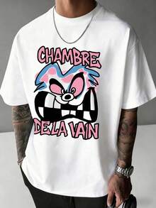 Unisex T-Shirt, 100% Cotton, Regular Fit, With Graphic Print, Short Sleeves, Casual Style, Summer Streetwear, Urban Style, Printed Top, Vintage Fashion, Soft And Breathable. - 紫丁香色 - 查看 2