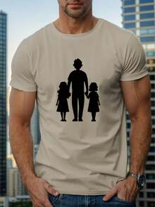 Camiseta cómoda y transpirable para hombre con estampado de padre e hija, nueva camiseta casual de manga corta y cuello redondo para primavera/verano. - Blanco - Ver 5