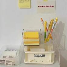 1pc Transparent Drawer Organizer Box For Desktop Organization - Small Compartment Storage Box - Stackable, Mix And Match - For Sorting And Categorizing Back To School Stationery Storage Box School Supplies - Square - View 4