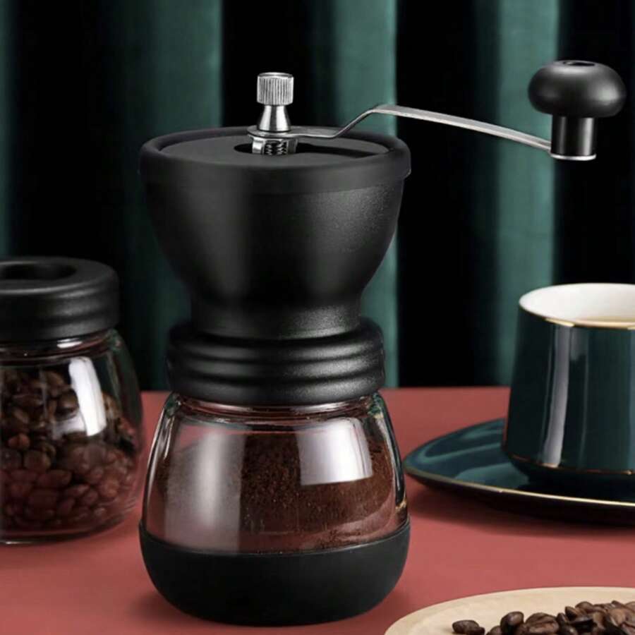 Macinacaffè manuale con macine in ceramica | Macinatura regolabile | Macinacaffè manuale in acciaio inox | Macinacaffè portatile con macine per chicchi di caffè, sale e spezie - nero - Visualizzare 1