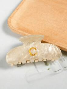 1PC Elegant Gold Powder English Letter Hair Clip Shark Claw Hair Accessory - Multicolor - View 4