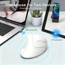 Ergonomic Vertical Wireless Mouse, Bluetooth & 2.4G Dual Mode Computer Mouse, RGB Light Type-C Rechargeable Mouse , 3 DPI Adjustable, Silent Click, 6 Buttons, Carpal Tunnel Relief,Compatible With Laptop PC Tablet Android,For Home Office Gaming - View 7