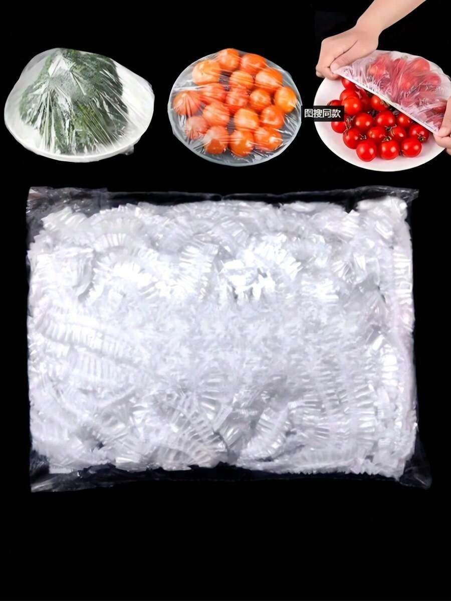 100入 39cm 一次性食品保鮮膜蓋 花灑頭套 多用途一次性收縮袋 一次性鞋套 加厚廚房保鮮膜 家用冰箱冷藏食物保鮮蓋 彈性伸縮蓋