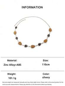 1pc Retro Bohemian Style Geometric Teardrop Resin Chain Waist Chain, Punk Style Elegant Sexy Creative Personalized Design Patchwork Color Block Body Chain, Suitable For Daily Wear, Party And Banquet - Silver - View 7