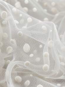 Tecido de tule branco elegante com estampa de bolinhas, tule macio e transparente com padrão de bolinhas, tecido chiffon leve e respirável, adequado para vestidos de noiva, véus, saias, artesanato, acessórios de cabelo e projetos de costura. - 1 - Ver 9