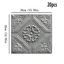 20片裝 3D花卉圖案自黏貼紙，易貼易撕表面壁紙，白色、粉色、灰色方形自黏防水牆貼，易清潔且可自由裁剪，適用於廚房、客廳、臥室牆面裝飾壁紙 - 宮廷 - 查看 13