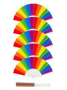 6/12Pcs Rainbow Pride Fan, Collapsible Folding Hand Fan For Pride Parade, Plastic Portable Foldable Fan For Pride Month Party Decor - Multicolor - View 8