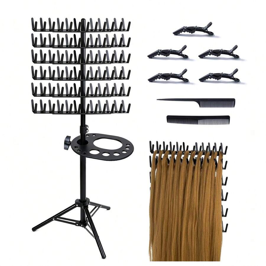Vertical Braiding Organizer With Tray - 144-Hole Hair Extension Rack, Divider And Display Stand, Suitable For Braiding, Height Adjustable, Easy To Assemble (Multiple Colors Available), Halloween - View 1