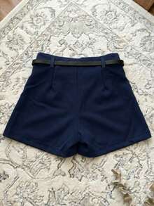 Set Of 3 Women's High-Waisted Tailored Shorts + 1 Free Belt - 1 黑色 1 棕色 1 藍色 MAINHO - 查看 7
