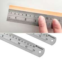 Regla De Acero Inoxidable Con Medida De 30cm; Con Tabla De Conversión En La Parte Trasera ; Ideal Para Escuela, Oficina, Arquitecto, Ingenieros. - Plateado - Ver 2