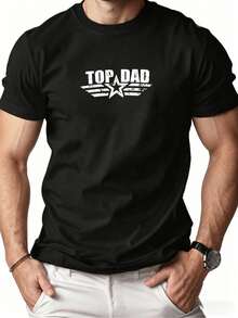 T-shirt décontracté pour homme 100% coton, T-shirt d'été décontracté à manches courtes, T-shirt pour papa en pur coton, coupe confortable - Noir - Voir 2