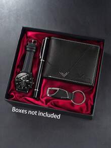 Set di orologi da ragazzo 4/2/1 pezzi, casual alla moda e business, con quadrante rotondo e lancette, in pelle PU, al quarzo (include orologio di lusso, portafoglio, penna, portachiavi), adatto per uso quotidiano, ufficio, regalo per amici e famiglia, compleanno/festività dei ragazzi, raduni dei ragazzi, Ringraziamento, Carnevale, ritorno a scuola, San Valentino, Capodanno 2026, miglior scelta regalo per ragazzi/papà - Multicolore - Visualizzare 2