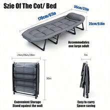 Sturdy Portable Folding Bed, Compact Space-Saving Design, Durable Frame, Multi-Purpose Use - Perfect For Travel, Camping, Guests & Home Office Naps. Easy To Store & Set Up. Practical & Thoughtful Gift Choice! - Padded Portable Version - View 5