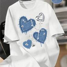 Plus Size T-Shirt With Casual Minimal Textured Print, Round Neck Short Sleeve,Slightly Sheer Loose Fit Plus Size Tee Suitable For Going Out - trắng - Xem 11