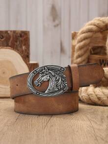 1pc Vintage Western Cowboy Style Belt, Unisex, Suitable For Jeans - BH1144 - View 6