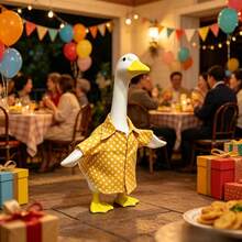 Goose Hawaiian Shirt For 23 Goose Statue Dot Print Tops For Outdoor Garden Yard Patio Decor - Yellow - View 2