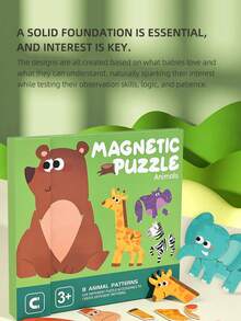 1 Set Animal Magnetic Puzzle, Educational Science Toy For Kids, Forest Theme Cartoon Animal Shapes, Early Learning Magnetic Puzzle Board, Develop Hand-Eye Coordination And Concentration, Parent-Child Interaction Desktop Game - Multicolor - View 7