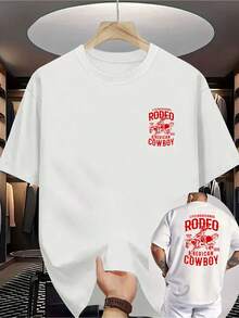 Men's Western Cowboy Print T-Shirt - Short Sleeve With Rodeo And Country Music Motifs, Breathable Knit Fabric, Wrinkle-Resistant Summer Casual Shirt - 白色 - 查看 11