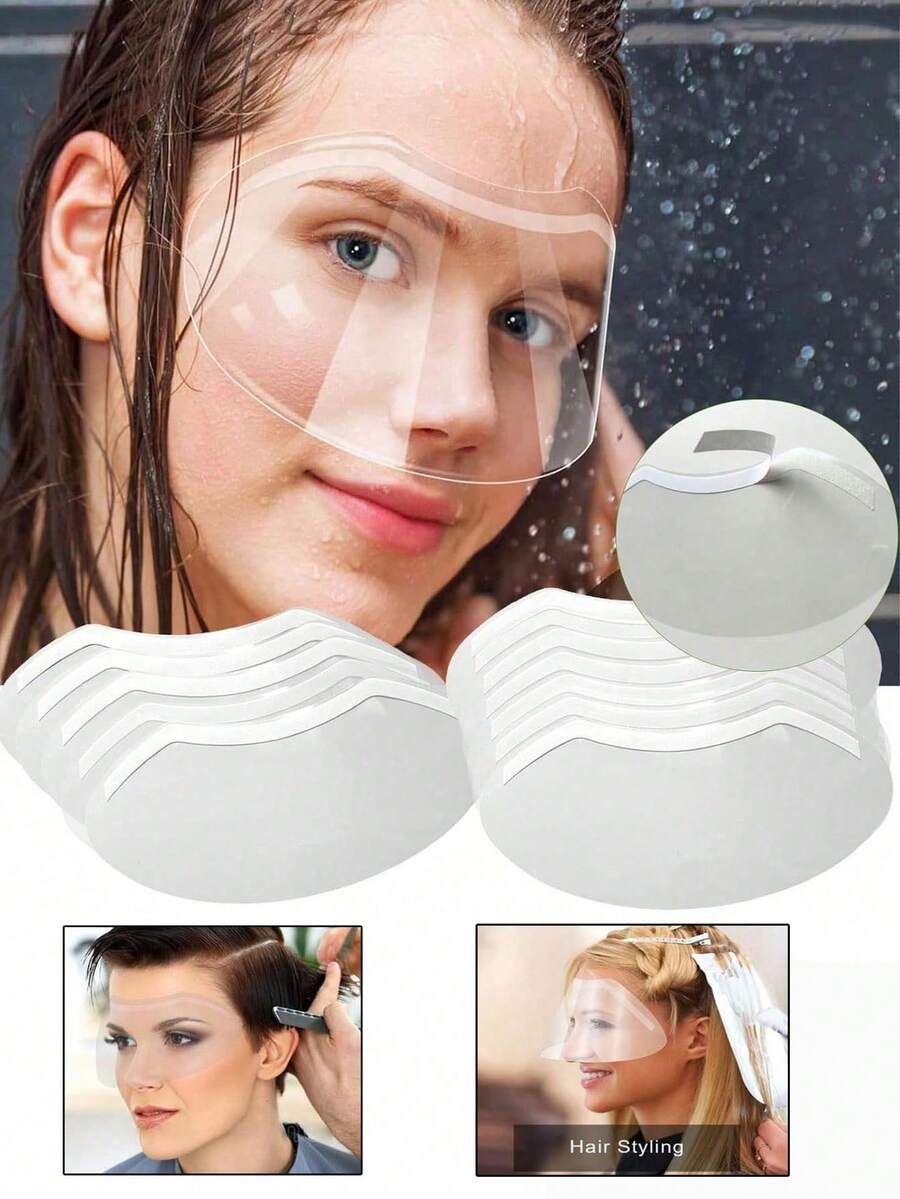 10/50/100pcs Disposable Hair Dye Eye Protection Masks, Disposable Transparent Eye Protection Masks, Suitable For Haircutting, Perming And Dyeing, Professional Salon Styling Protection Tools, Effectively Protect Eyes, Hairdressing Tools, Hairdressing Tool Accessories, Styling Tools, Perming And Dyeing Tools - Clear - View 1