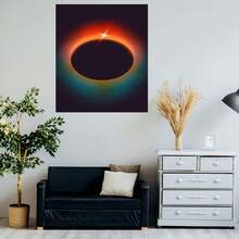 Póster plano 2D, 2D plano, 1 pieza sin marco, Decoración de pintura en lienzo de escena astronómica de eclipse solar total, Adecuado para el hogar, jardín, granja y decoración de baño, Decoración de pared, Colgante duradero para el hogar, Regalo de vacaciones - Enmarcado - Ver 5