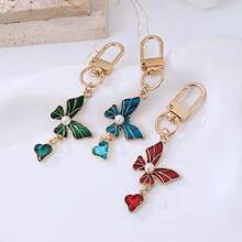 1pc Cute Animal Keychain Purple Butterfly Flower Crystal Key Ring Pendants For Handbag Mobile Phone Decoration Key Chains For Women Men Gifts Jewelry - Multicolor - View 4