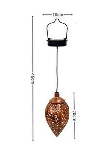 1pc Iron Solar Powered Moroccan Style Hollow Water Drop Pendant Garden Light Outdoor Yard Lamp - Water Droplet Lamp - View 6