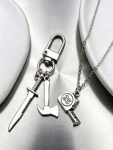 20/30/50/60/80/100pcs Mixed Vintage Silver Color Zinc Alloy Knight Sword, Gun And Bow Charms, Suitable For DIY Weapon Decorations, Jewelry Making And Crafts - Silver - View 9