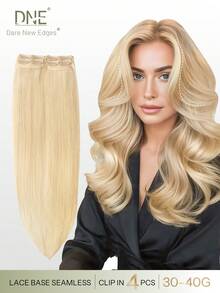 DNE HAIR 4件裝直髮夾式真人髮接片，8個夾子雙層髮束隱形設計，613#淺金色與金blonde色真髮，12-18英吋長，持久防脫落，柔軟厚實質感，適合全頭佩戴，日常穿搭、節日與季節搭配 - S613 - 查看 1