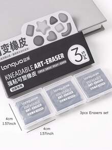 3pcs Professional Art Malleable Eraser, Sticky Eraser, Residue-Free Cleaning Rubber, Non-Sticky, Paper-Friendly, Suitable For Learning, Drawing And Art Creation - Eraser - View 2