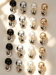 1/4/12/20pcs Seamless Pearl Vintage Decorative Covered Button Brooch, Shirt Brooch Button Clothing Decoration Fashion - Pearl 4 Colors - View 1