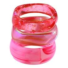 1/3pcs Minimalist Versatile Exaggerated Thick Colorful Resin Bangle Set, Stackable Bracelets, Simple High-End Style, Suitable For Daily Wear - Multicolor - View 8