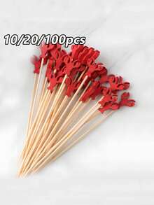 10/20/100入 龍蝦造型水果裝飾插棒、龍蝦雞尾酒裝飾棒、海鮮主題派對用品、主題竹籤、雞尾酒插棒、水果插棒、壽司插棒、三明治插棒、漢堡插棒 - 彩色 - 查看 2