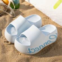 Letter Print Platform Thick Sole Slippers, Essential For Daily Wear, Commuting And Beach Vacations, Perfect For Dopamine Style Trendsetters - Connect Printed Sandals - View 9