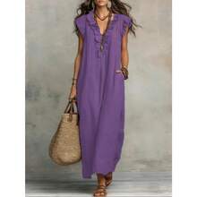 2026 European And American Spring And Summer New Bohemian Flying Sleeves And Ground Length - 紫色 - 查看 1