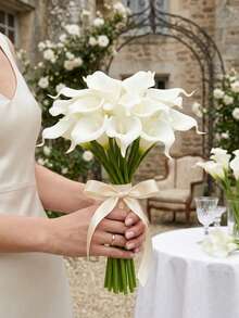 French Cream Style Calla Lily Artificial Flowers, Suitable For Home Decor, Living Room, Office, Kitchen, Wedding, Room Decoration, Wedding Accessories, Autumn Decor, Wall Decor, Tabletop Centerpiece, Wedding Centerpiece - Multicolor - View 8