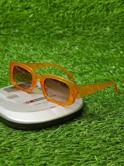 Shadewire Kính thời trang nữ gọng chữ nhật nhỏ màu cam, chất liệu nhựa, kiểu dáng cổ điển, phù hợp cho du lịch ngoài trời, kỳ nghỉ biển và các dịp thường ngày khác, kỳ nghỉ hè ở bãi biển, các hoạt động ngoài trời, du lịch, cũng như trang phục đi học.