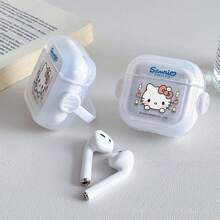 Sanrio Smiles Hello Kitty Peek Face AirPods Case Cute Transparent Shockproof Shell With Rotating Bracket Compatible With AirPods 1/2/3/4 And Pro/Pro 2 Nd Generation Suitable For New AirPods Pro 3 Stocking Stuffers The Girlfriend. - Sil - View 2