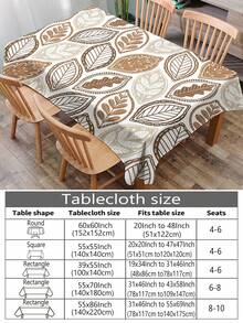 1 pieza Mantel con estampado de patrón de hojas geométricas, mantel de poliéster impermeable de estilo moderno para mesas rectangulares y redondas, mantel con impresión digital adecuado para sala de estar, uso doméstico, mesa de comedor al aire libre, mesa redonda pequeña - Multicolor - Ver 3