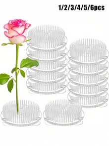 1/2/3/4/5/6pcs Plastic Flower Frog Flower Pin Floral Arrangement Flower Frog, Japanese Style Floral Arrangement Vase Flower Pin Flower Frog Holder, Suitable For Plant Decoration, Party/Wedding Decoration, Birthday, Graduation, Home Decoration, Room Decoration, Vase, Glass Vase - Multicolor - View 1