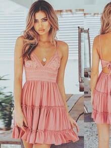 Strappy Backless Pleated A-Line Dress Summer 2026 - Dusty Pink - View 5