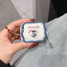 Disney Mickey & Minnie With Favorite & #Ship Text Print AirPods Case Cute Transparent Shockproof Shell With Keychain Compatible With AirPods 1/2/3/4 And Pro/Pro 2 Nd Generation Suitable For New AirPods Pro 3 Stocking Stuffers The Girlfriend. - Transparent - View 3