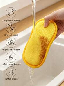 5pcs Random Multi-Functional Polyurethane Sponge Wipes, Reusable And Washable, Suitable For Cleaning Pots, Bowls And Plates Without Shedding, Ideal For Bathroom, Kitchen And Toilet Cleaning, Non-Scratch Surface, Suitable For Pots, Pans, Bowls, Dishes And Other Kitchen Cleaning Tools, Practical Kitchen Supplies, Random Color (1pc/3pcs/5pcs Available) - A - View 4