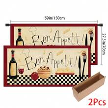 1pc, Home Decor, Food Theme Pattern Printed Table Skirt, Kitchen Small Curtain, Kitchen Cabinet Cover, With Curtain Holes, Easy To Hang, Rectangular, Machine Woven, Machine Washable, Kitchen Decoration And Accessories, Perfect For Kitchen Cabinets And Home Decor - Multicolor - View 18