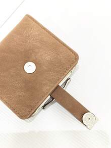 Women's Short Straw Woven Bag Soft PU Snap Wallet Clip Multi-Functional Coin Purse ID Card Holder, Simple Lightweight Compact Exquisite Convenient To Carry Suitable For Holiday Gift - Brown - View 3